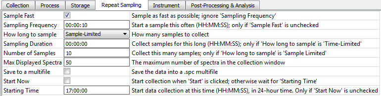 the repeat sample options
