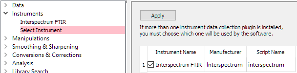 Selecting the Instrument